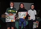 Kategorie chlapci 13-14 let, zleva Jan Bryka (GCKUH), Christian Hork (GCSBO, cenu pebral otec) a Tom Vajck (GCMBU), Foto: David Jirk